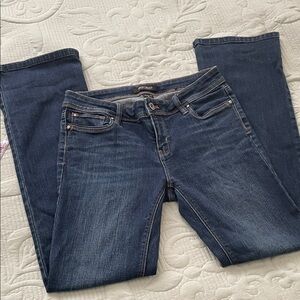 WH/BM  Mid-rise Bootleg Dark Wash Blue Denim Jeans